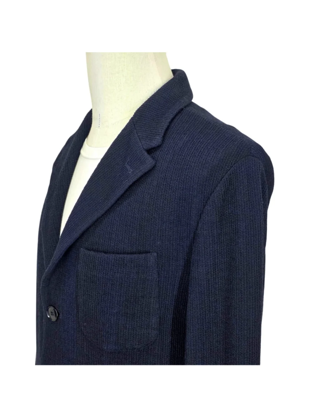 Barena Venezia Mens IT 56 Torceo Navy Ribbed Knit Wool Blazer Made Italy $890